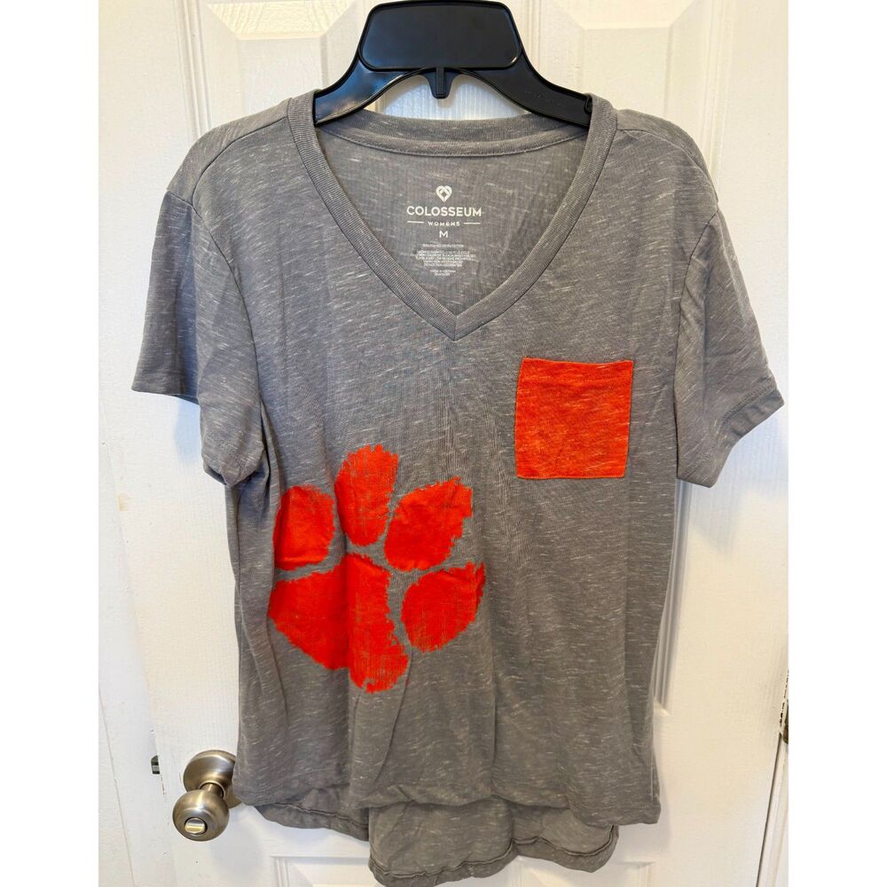 Colosseum Women’s Clemson Short Sleeve Shirt Loose Fit Size Medium Gray Orange
